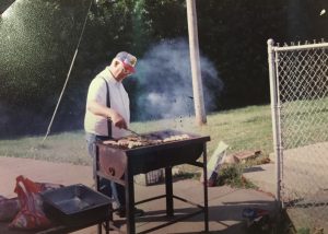 Manning the Grill at K of C Picnic - 1997